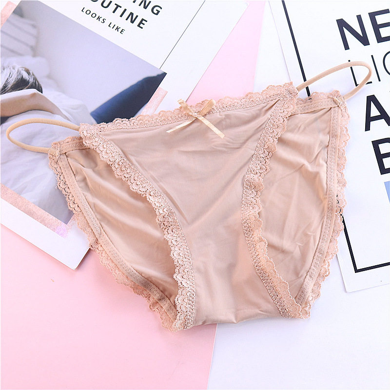 大码无痕滑溜溜冰丝内裤女低腰内裤女生简约少女伪娘透明三角裤夏