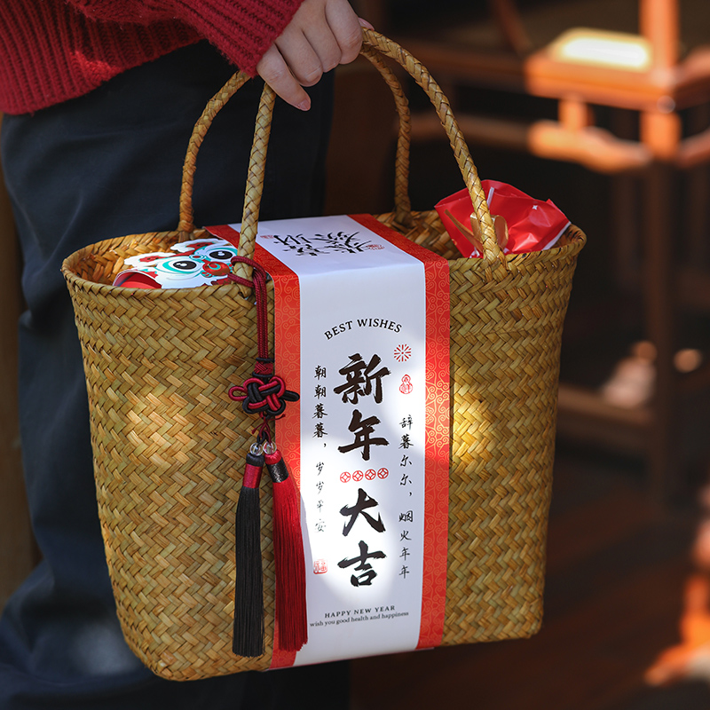 高档编织篮新年礼品包装