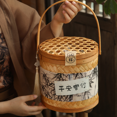 创意国风竹编桶中秋月饼礼盒空盒
