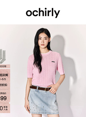 【新品】OCHIRLY欧时力 莱赛尔亚麻扭花针织衫2026夏季短袖空调衫