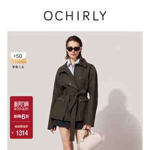 腰带春夏新 夹克外套中长款 OCHIRLY欧时力 100%匹马棉猎装