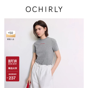OCHIRLY欧时力 t恤女上衣圆领休闲高街夏新 字母印花短袖