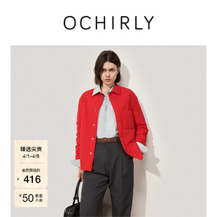 OCHIRLY欧时力 棉服外套女老钱风可露丽穿搭秋冬 休闲衬衫