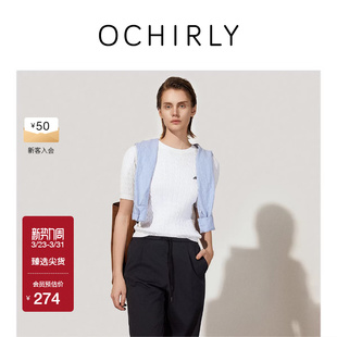 上衣内搭刺绣透气夏季 针织衫 新疆棉短袖 OCHIRLY欧时力