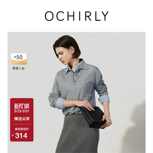 尖货 上衣内搭休闲透气春款 OCHIRLY欧时力 Polo领套头针织衫