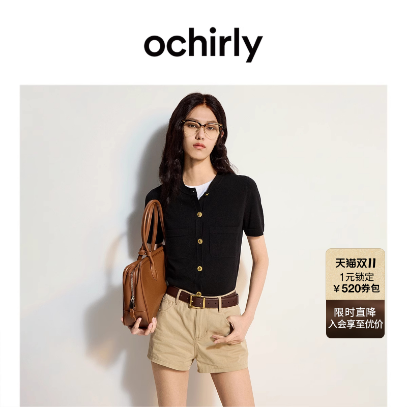 OCHIRLY欧时力圆领香风短袖针织