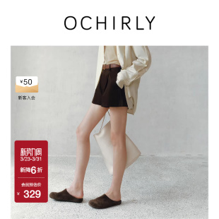 裤 短裤 子宽松休闲春夏 立体收褶直筒西装 OCHIRLY欧时力