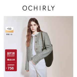 OCHIRLY欧时力 纸片纱小香风外套女复古正肩感流行春夏