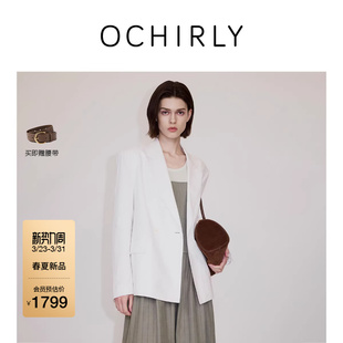 2026春夏棉麻垫肩休闲中长款 西装 OCHIRLY欧时力 高级外套 新品