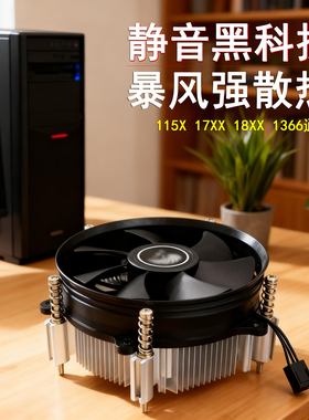 台式电脑CPU散热器铜风冷静音风扇Intel1700针115X/1200 1366通用