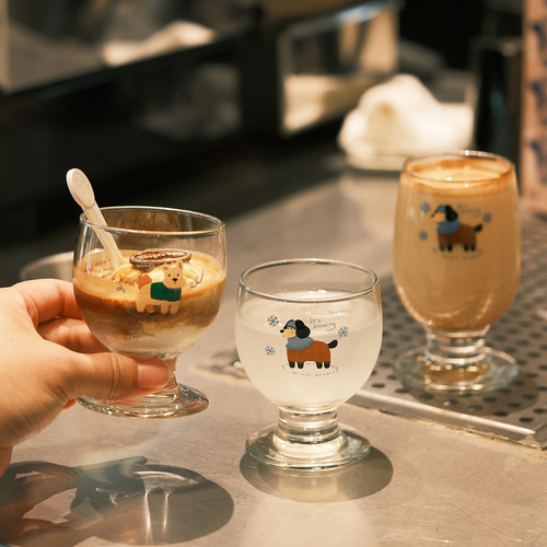 原创“天气小狗”玻璃杯高脚杯子