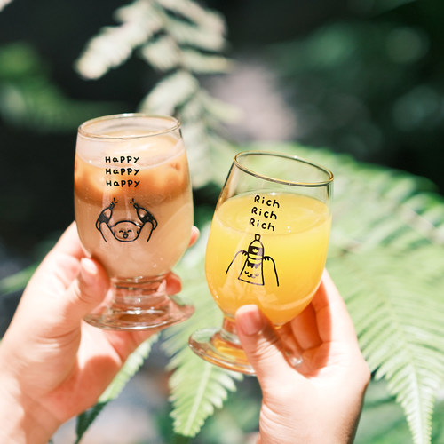 原创可爱小狗杯子~玻璃高脚杯啤酒杯牛奶咖啡杯饮料水杯子红酒杯