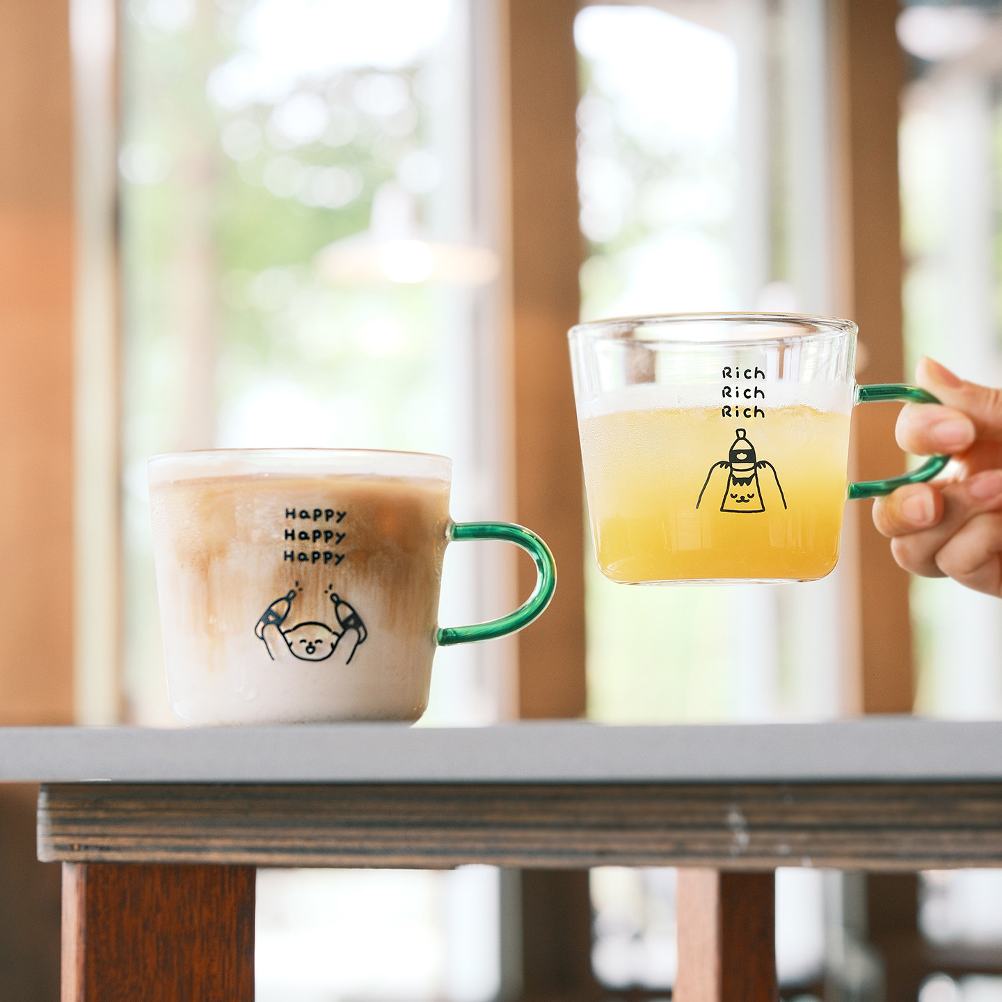原创快乐狗狗耐热玻璃杯咖啡杯饮料杯水杯啤酒杯果汁杯早餐杯子
