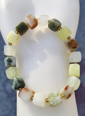 【翠玉吉祥专属】天然岫玉材质多宝手串女款玉石手链送女友礼物