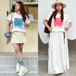 特价no退NYTSTUDIO微胖正肩T恤宽松「夏日贝壳」圆领短袖女大码