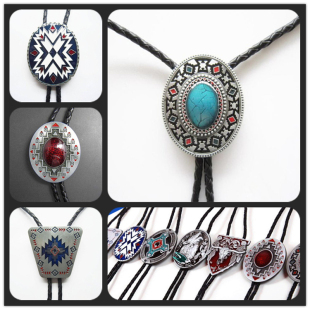 2026新款 TIE牛仔波洛领带印第安领结婚古银海蓝图腾 美国西部BOLO