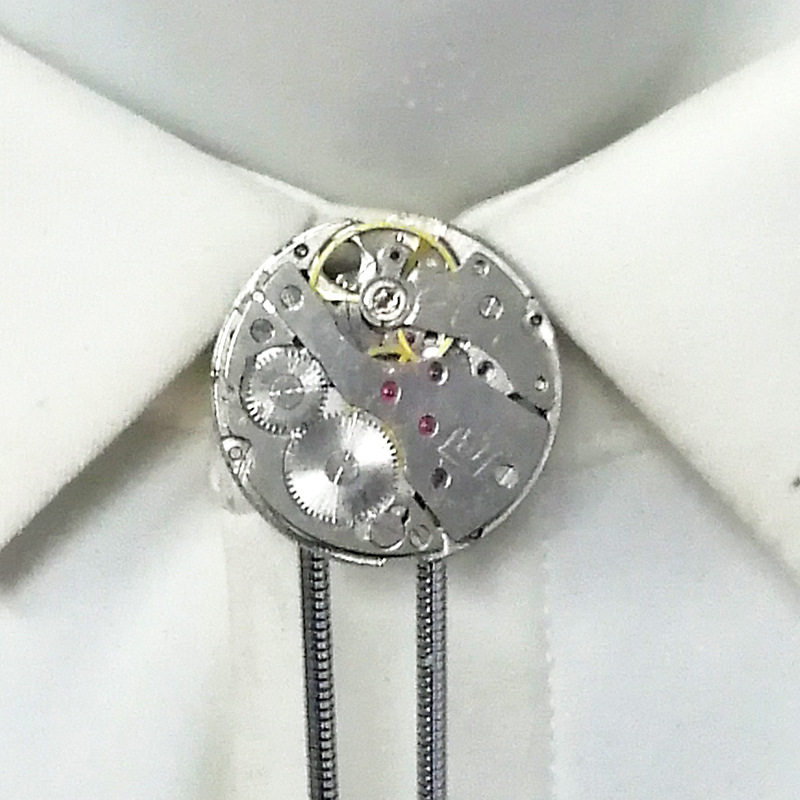 原创蒸汽朋克休闲潮流机芯项链男波洛领带bolo tie小众衬衣领绳结
