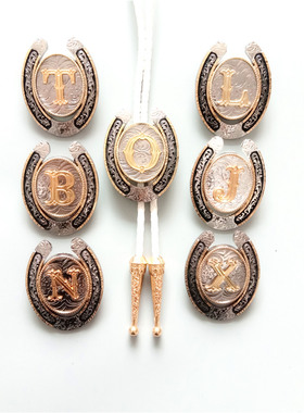 BOLO TIE白色皮绳波洛领带男女金银字母领结小众衬衫韩版领绳配1