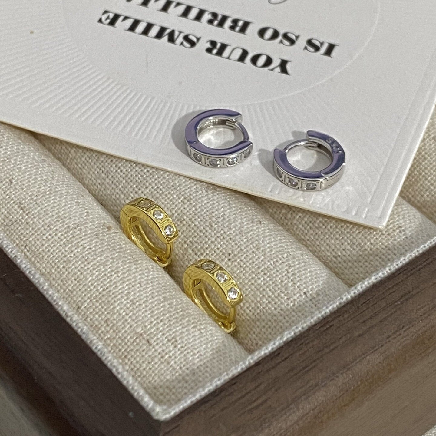 超闪mini耳圈通体925纯银镀18K金睡觉免摘耳骨钉日系叠戴耳扣耳环