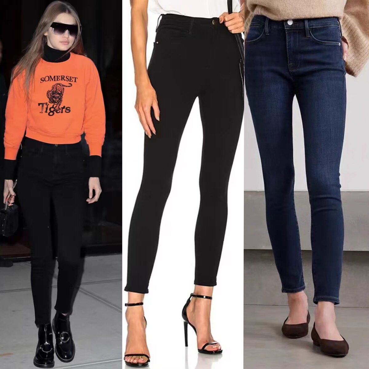 代购Frame Denim Gigi同款高腰弹力紧身显瘦小脚九分铅笔牛仔裤女