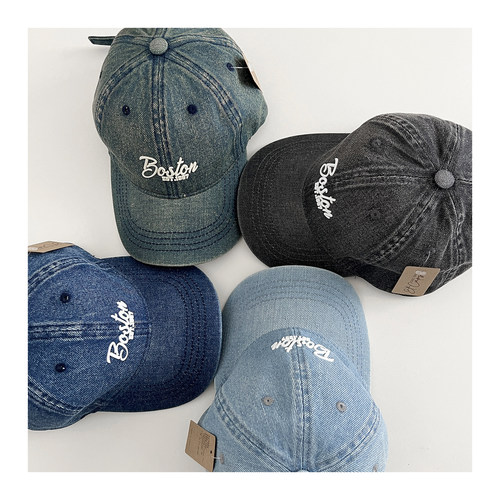 韩系复古牛仔儿童帽春秋季棒球帽