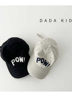 美式漫画风儿童棒球帽春秋季POW刺绣软顶鸭舌帽男女童潮酷遮阳帽