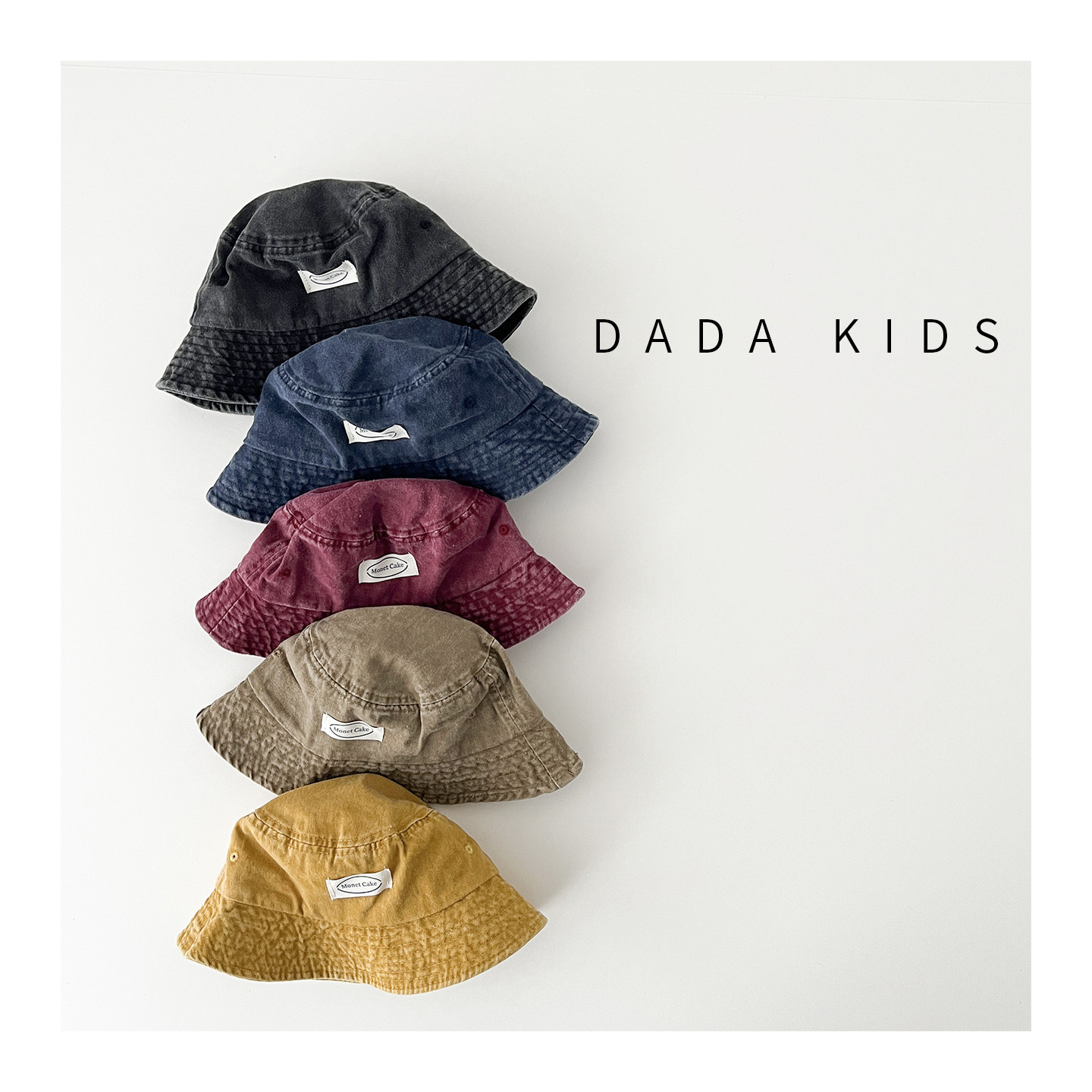 美式复古儿童渔夫帽纯棉透气水洗做旧男童女童百搭春秋季防晒盆帽
