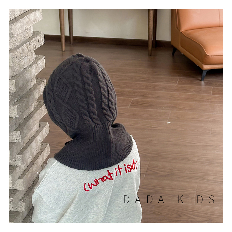 儿童拉法帽简约纯色保暖针织帽