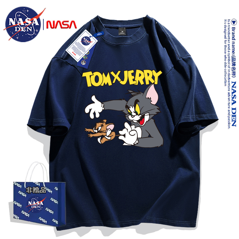NASA联名男女短袖T恤潮流夏季慵懒新款纯棉休闲宽松圆领情侣打底