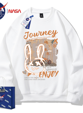 NASA联名美式复古简约重磅长袖圆领卫衣男女款休闲宽松青少年外套