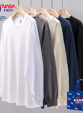 NASA联名纯棉长袖t恤男秋季韩版宽松百搭潮流ins情侣款打底衫上衣