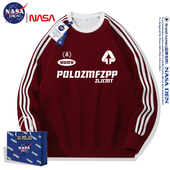 圆领三条杠卫衣秋冬舒适潮流百搭长袖 NASA联名美式 印花男女同款