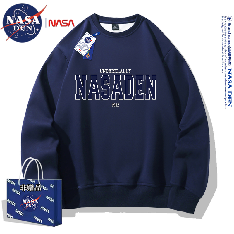 NASA联名印花2024年时尚圆领印花卫衣秋冬季百搭外套宽松ins上衣