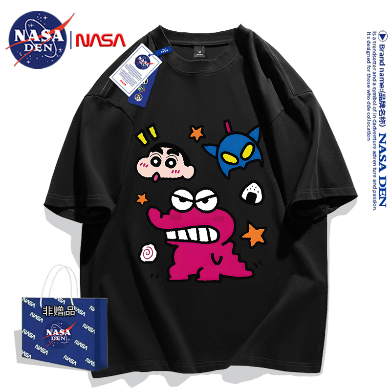NASA联名夏季美式时尚印花重磅纯棉短袖t恤男女款透气宽松衫圆领