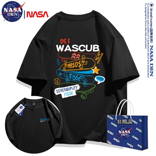NASA联名美式 T恤男女款 夏季 休闲宽松情侣上衣服 简约重磅纯棉短袖