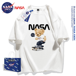 宽松印花款 学生党潮流情侣打底韩版 上衣 T恤男女夏季 NASA联名短袖