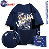 休闲宽松百搭上衣服 夏季 NASA联名日系简约重磅纯棉短袖 T恤男女款