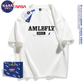 时尚 T恤重磅纯棉上衣夏季 休闲 潮流百搭印花短袖 NASA联名男女半袖