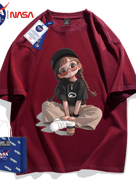 青少年重磅纯棉短袖T恤男女款夏季休闲宽松简约百搭上衣服五分袖