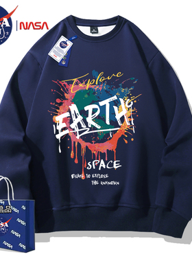 NASA联名潮牌秋冬新款卫衣男2024年长袖宽松潮牌高档落肩袖时尚