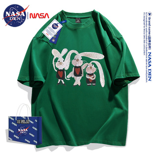 日系设计感小众圆领情侣 半袖 NASA联名短袖 t恤男女宽松青少年夏季
