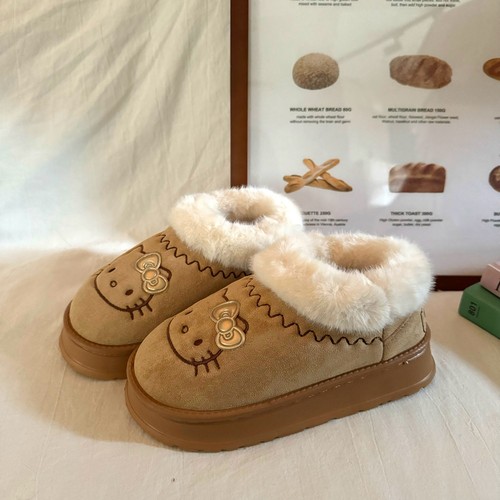 林先叁 冬季新款可爱KT猫雪地靴女加绒保暖冬季外穿包跟棉鞋