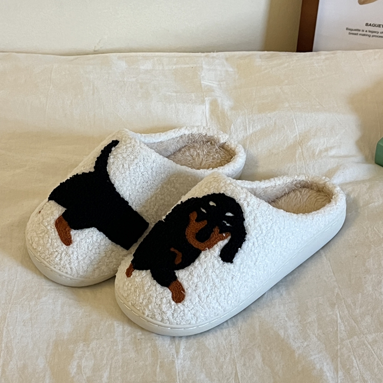 林先叁 小众设计棉拖鞋女2025冬季新款拼接卡通家用防滑毛绒拖鞋