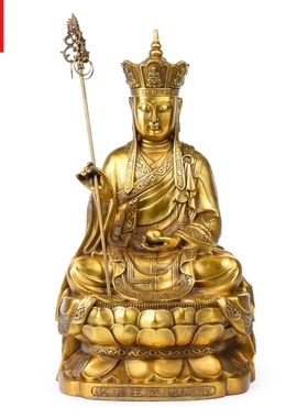 全铜地藏王佛像菩萨娑婆三圣佛像工艺品客厅摆件居家装饰品中式