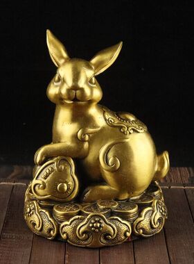 铜兔子摆件家居装饰品客厅摆设工艺品生肖兔福字铜兔礼品中式