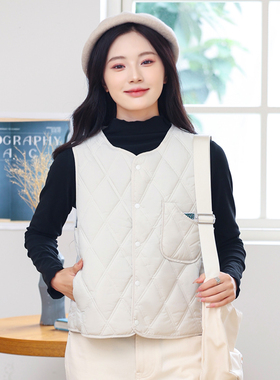新款棉马甲女大衣内搭马夹叠穿2025秋冬轻薄短款休闲百搭外穿背心