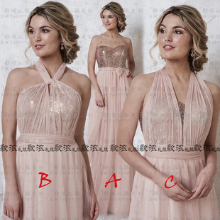 定制订造姊妹裙伴娘服伴娘团礼服裙sparkling dresses bridesmaid