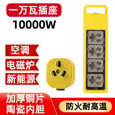 纯铜16A大功率插座10000W瓷内胆