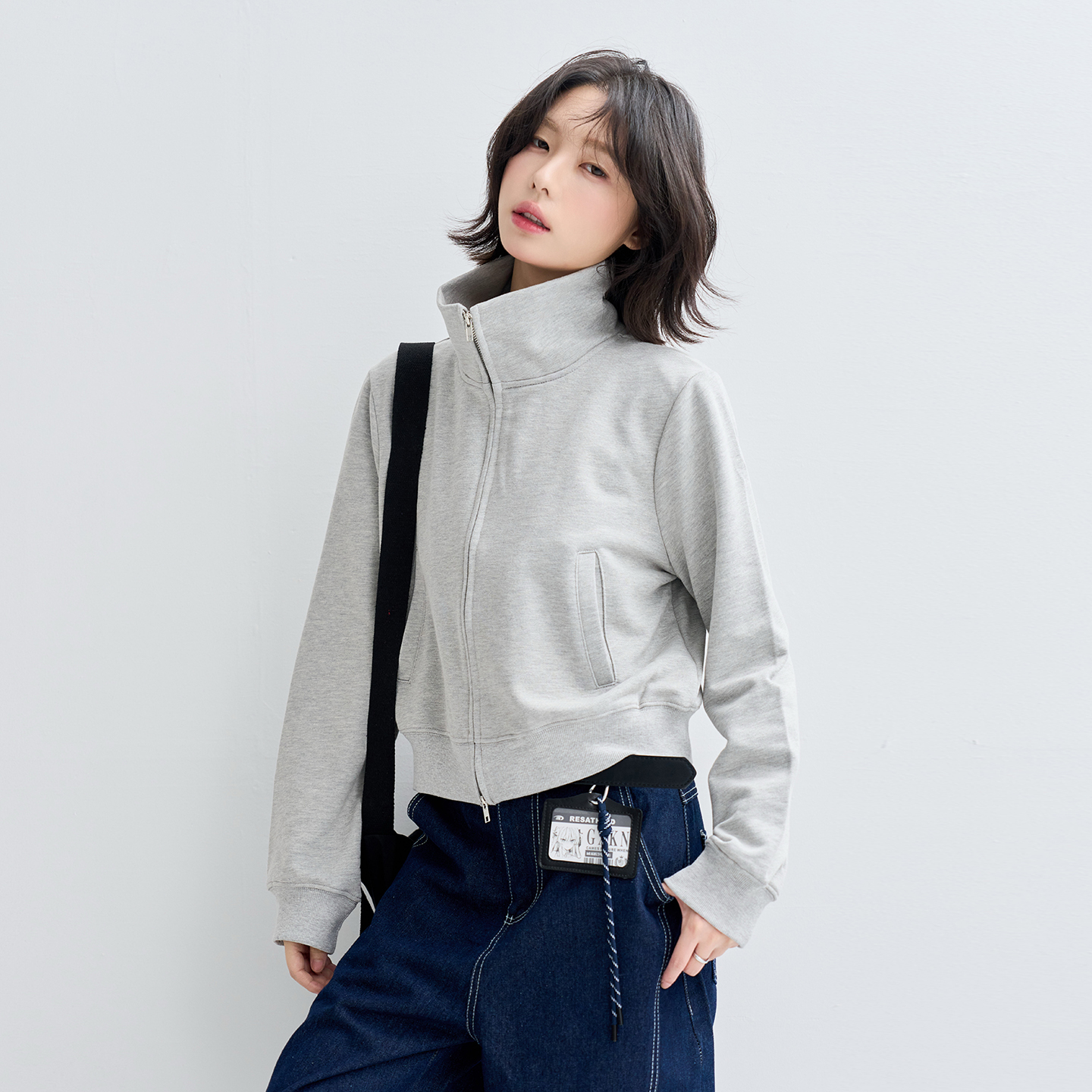 万有引力博物馆 拉链开衫立领卫衣外套女秋季2025年新款短款上衣