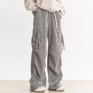 宽松裤 女春秋款 子直筒裤 阔腿裤 万有引力博物馆 长裤 大口袋休闲裤